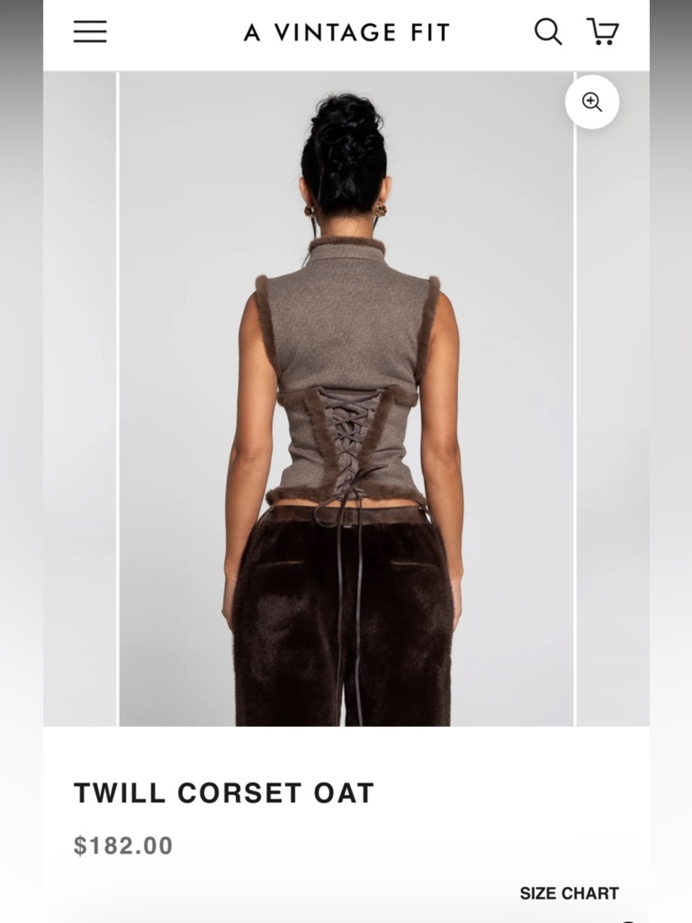 Vintage Twill Corset Oat Sleeveless Vest - Brown & Taupe - Picture 2 of 5